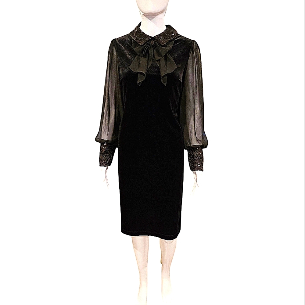 NWT Addison Evenings Whimsigoth Velvet Dress Sequin Collar Goth Chic 10